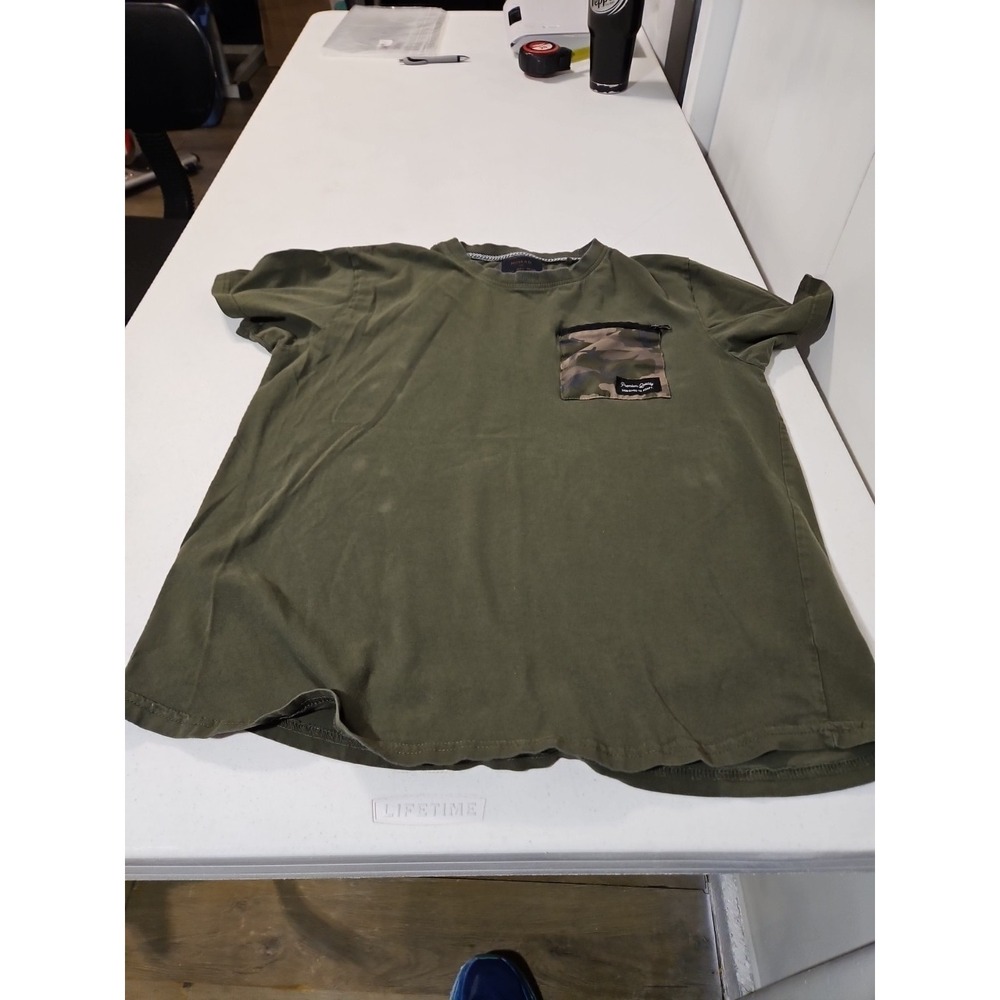 Nomad Brand T-shirt Olive With Camo Zip Chest Pocket Mens Lg (1406 - Picture 4 of 8